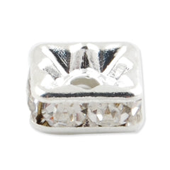 10MM Rhinestone Spacer Beads,Crystal Diamond,Brass,silver Plated,