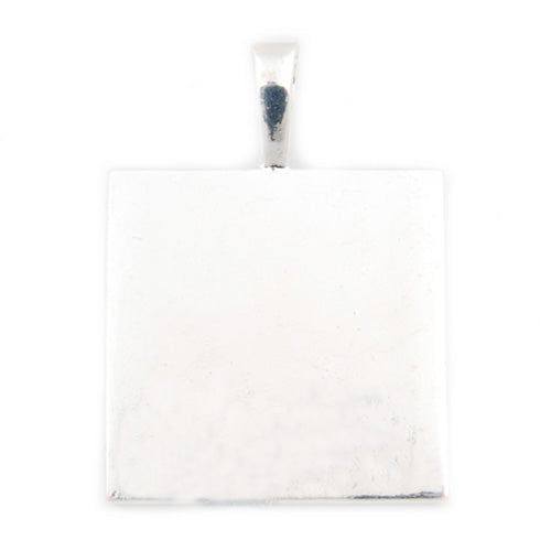 Silver，25mm*25mm  Square Cameo Cabochon Base Setting Pendants，Sold 20PCS  Per Lot
