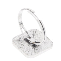 Adjustable Ring with 15x15mm Square Bezel,Filleted corner,Zinc alloy Filled,Antique Silver plated,20pcs/lot
