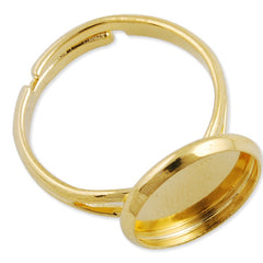 12MM Round Adjustable Shallow bottom Gold  plated Ring Base Setting Pendants With 12 MM round Pad,Sold 50PCS Per Package