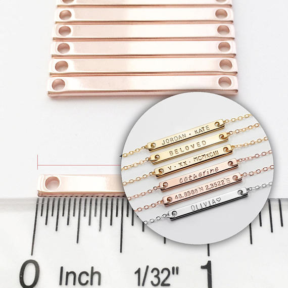 About 25.5*1.5MM tibetara® Brass Personalized Stamping Blank Bar Connector necklace bar blanks with 2 holes wholesale plated silver 20pcs