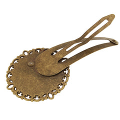 Metal Hair Clips with 20mm Round Setting base,Antique Bronze,20 Pieces/lot