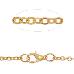18 inch long necklace chain for pendant,1.5x2mm link size,Lobster Clasp end,Brass chain,golden plated,20pcs/lot
