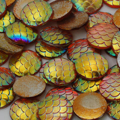 12mm Round Resin Cabochon,Iridescent Mermaid,Jewelry Findings,Yellow,Thickness 2.5mm,50pcs/lot