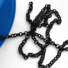 3.2MM Brass Gun Metal Black Plated Rolo Chain,Handmade,Sold 25 Meters Per Roll