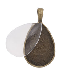 20x30mm Drop flat back clear glass cabochon,cambered corner,Thickness about 6mm,50pcs/lot