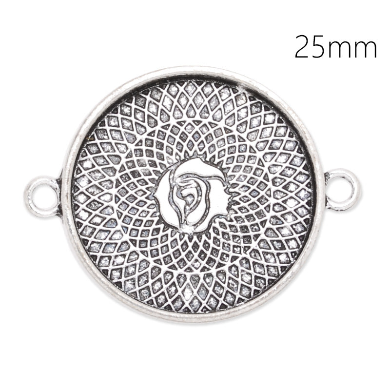 Bracelet Connector with 25mm Round Bezel,Zinc Alloy filled,antique silver plated,20pcs/lot