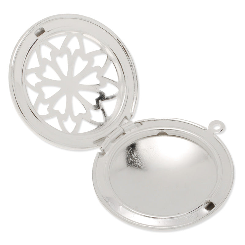 24mm Inner size Filigree Silver Plated Round Lockets Pendant Victorian Style,Sold 10pcs/lot