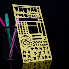 tibetara Brass Bullet journal stencil Life Planner stencil Drawing Stencil Weekly Stencil about 4*7