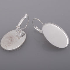 18*25MM Oval Silver Plated Brass French Lever Back Earrings Blank,fit 18*25MM glass cabochons,buttons;sold 50pcs per pkg