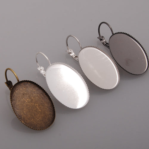 18*25MM Oval Silver Plated Brass French Lever Back Earrings Blank,fit 18*25MM glass cabochons,buttons;sold 50pcs per pkg
