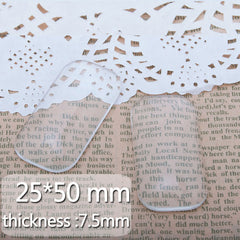 25x50mm rectangular flat back clear glass cabochon,cambered corner,Thickness about 7.5mm,20pcs/lot