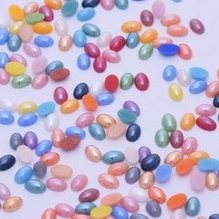 100 4mm*6mm Mix color Cabochon Jewelry Supplies Flatback Glass Ceramic Oval Non Hotfix Flatback Stones Decoration Phone Electroplate Plating