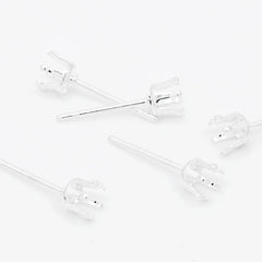 Suitable for ss16(4mm) Silver Plated Round Jewelry Earring Settings,Crown Claw Setting Earring Stud Blanks,Metal,20pcs/lot