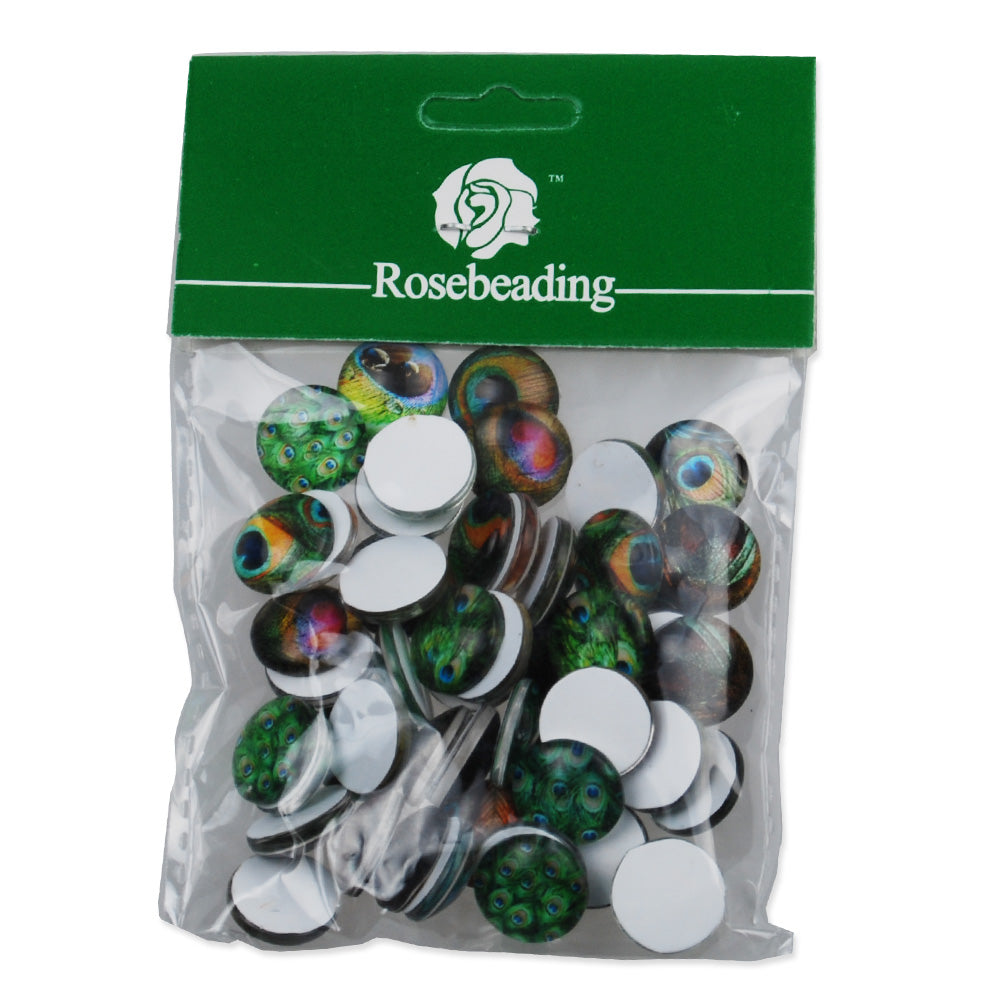 14MM Round colorful glass cabochons with mixed peacock pattern,Photo glass cabochons,flat back,thickness 5mm,50 pieces/lot