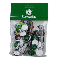 14MM Round colorful glass cabochons with mixed peacock pattern,Photo glass cabochons,flat back,thickness 5mm,50 pieces/lot