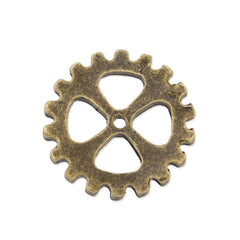 20PCS 15mm Antique Bronze Gear Beads, Metal Steampunk, Gear Charms Connector, Cog Charms