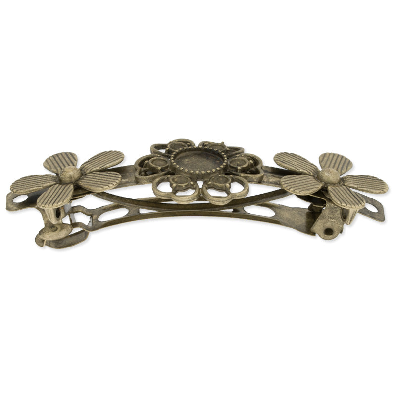 77X26mm Antique Bronze Plated hair clip,flower blank's inner size is 10mm,3 flowers,hair clip,sold 10pcs/lot
