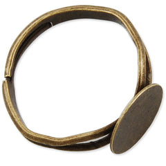 Antique Bronze plated Adjustable Ring Blanks Base With 10MM Blank Pad,Sold 50PCS Per Package
