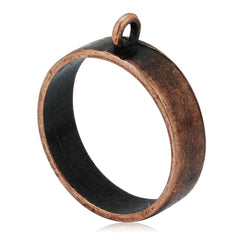 25mm Antique Copper Open Back Bezel Pendant,Round Pipe Pendant Bezel Open Back for Resin,Polymer,etc,Open Back Frame,Base Metal Bezel,10pcs/lot