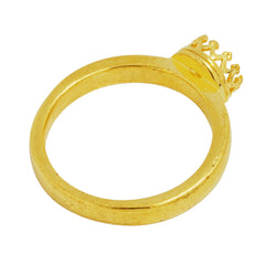 6mm Crown Cup Ring Blank Bases,18K Gold Flower Ring Bezel for Cabochon,Zinc Alloy,sold 5pcs/lot