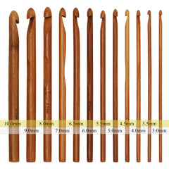 Purple Bamboo Crochet Hook,Carbonized Hook Flat Shank,Bamboo Crochet Starter Set,20pcs/set