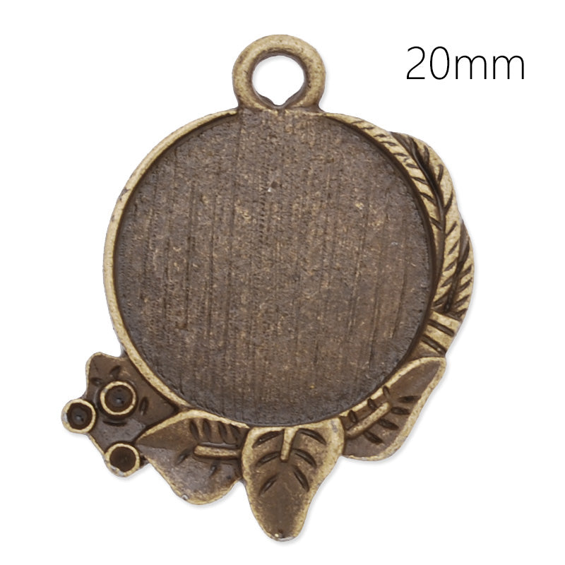 20mm round Pendant tray with grove,zinc alloy filled,antique bronze plated,20pcs/lot