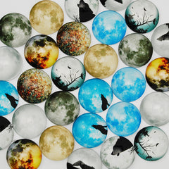 20mm Round Resin Full moon Gemstone Pattern Glass Cabochon,Thinckness 6.5MM,Jewelry Findings,20pcs/lot