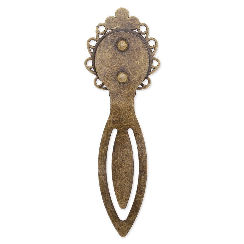 20mm Round Setting Bezels Cameo Mountings Tray Base,Vintage Antiqued Bronze Bookmark,length:85mm,10pcs/lot
