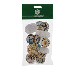 25MM Round Pattern flat-back Glass cabochon,one style multi photos,clocks,20 pieces/lot