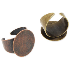 Adjustable cuff Ring with 20MM Round Pad,Easy used,Brass filled,Antique Bronze plated,20 Pieces/lot