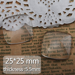 25MM Square Clear filleted corner glass cabochon,flat back,thickness 5.5MM,50 pieces/lot