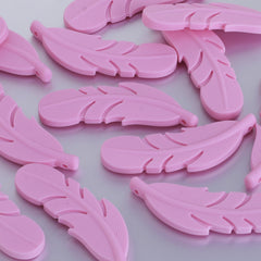 15*56mm Silicone Feather Teether Pendant Beads Bulk Silicone Beads Wholesale food grade silicone beads and pendants pink 5pcs