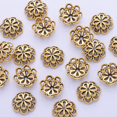 15mm Antique gold Filigree Flower Bead Caps Spacer Jewelry Findings Charms European Beads 50pcs