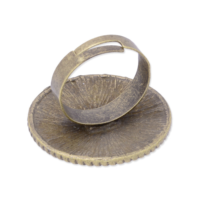 Adjustable Ring with 20mm(inside) Round edge bezel,Zinc Alloy filled,Antique bronze plated,20pcs/lot