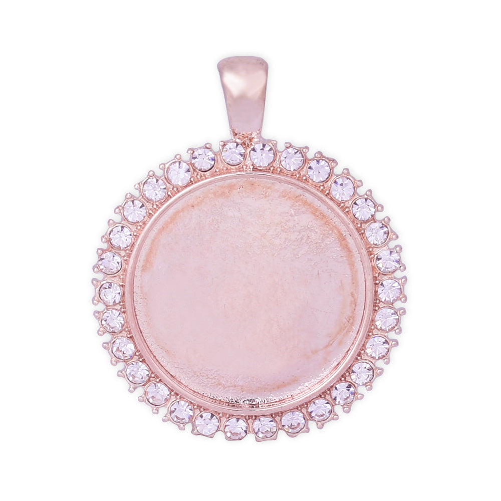 Silver Claw pendant tray with Single Row Rhinestone Blank Bezel Cabochon Setting fit 25mm Cameo Cabochons rose gold 10pcs 10173706