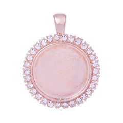 Silver Claw pendant tray with Single Row Rhinestone Blank Bezel Cabochon Setting fit 25mm Cameo Cabochons rose gold 10pcs 10173706