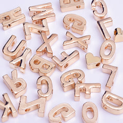 Rose Gold Alloy Letter Pendant Charm Alphabet Charms Tiny rose gold Letter Findings necklace bracelet 