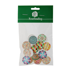 20MM Round pattern glass cabochons with mixed kaleidoscope,flat back,thickness 6mm,20 pieces/lot