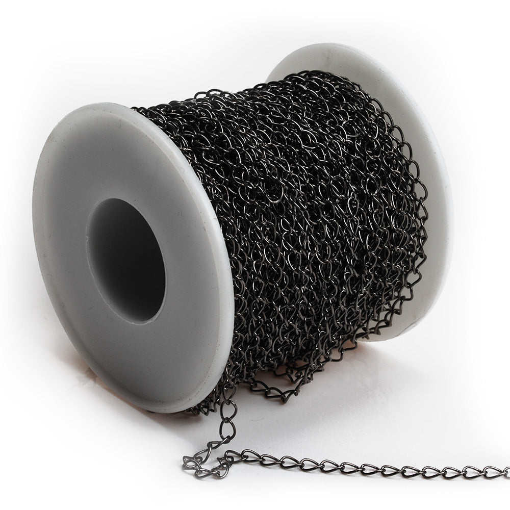 3.7MM*2.2MM Brass Gun Metal Black Plated  Cube Chain,Handmade,Sold 25 Meters Per Roll