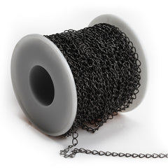 3.7MM*2.2MM Brass Gun Metal Black Plated  Cube Chain,Handmade,Sold 25 Meters Per Roll