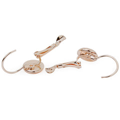 8mm New Round Earring Blanks,Brass Earring Blank Hook Rose Gold,French Lever Back,sold 50pcs/lot