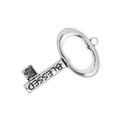 50*32mm Skeleton Keys,Vintage Keys Jewelry Pendant,' FAITH' 'BLESSED',Antique Silver Charm Necklace Jewelry,sold 10pcs/lot