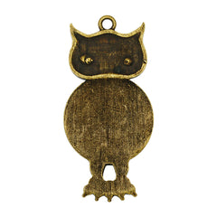 Owl Shape Pendant Tray with 25mm Round Setting Blanks,Antique Bronze Plated Cameo Base,zinc alloy,20pcs/lot