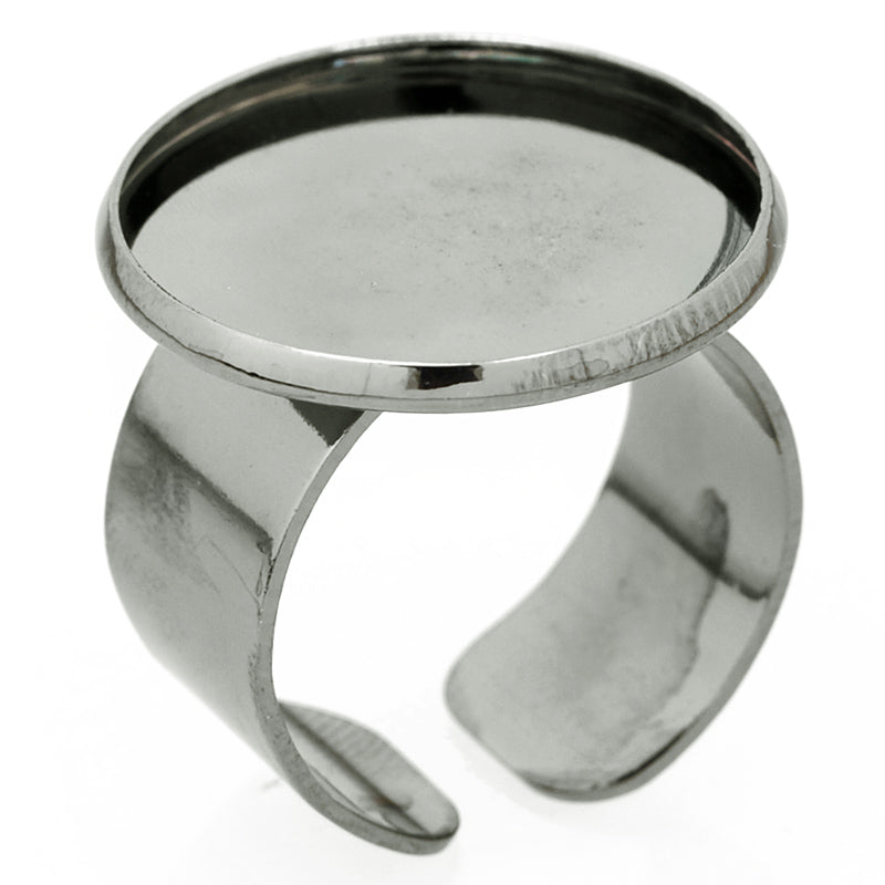20mm Round Adjustable Ring Setting,Antique Black Blank Metal Ring Base, Blank Ring Bezel for Glass Cabochon,sold 10pcsl/lot