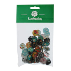 14mm Round glass cabochons,colorful plant pattern glass cabochon,flat back,thickness 4.5mm,50 pieces/lot