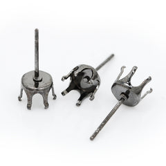 Suitable for ss28(6mm)   Metal Black Round Jewelry Earring Settings,Crown Claw Setting Earring Stud Blanks,Metal,20pcs/lot