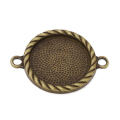 20mm Round zinc alloy bezel with two loops for Bracelet,Antique Bronze plated,20pcs/lot