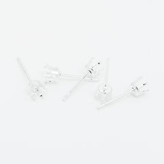 Suitable for ss16(4mm) Silver Plated Round Jewelry Earring Settings,Crown Claw Setting Earring Stud Blanks,Metal,20pcs/lot