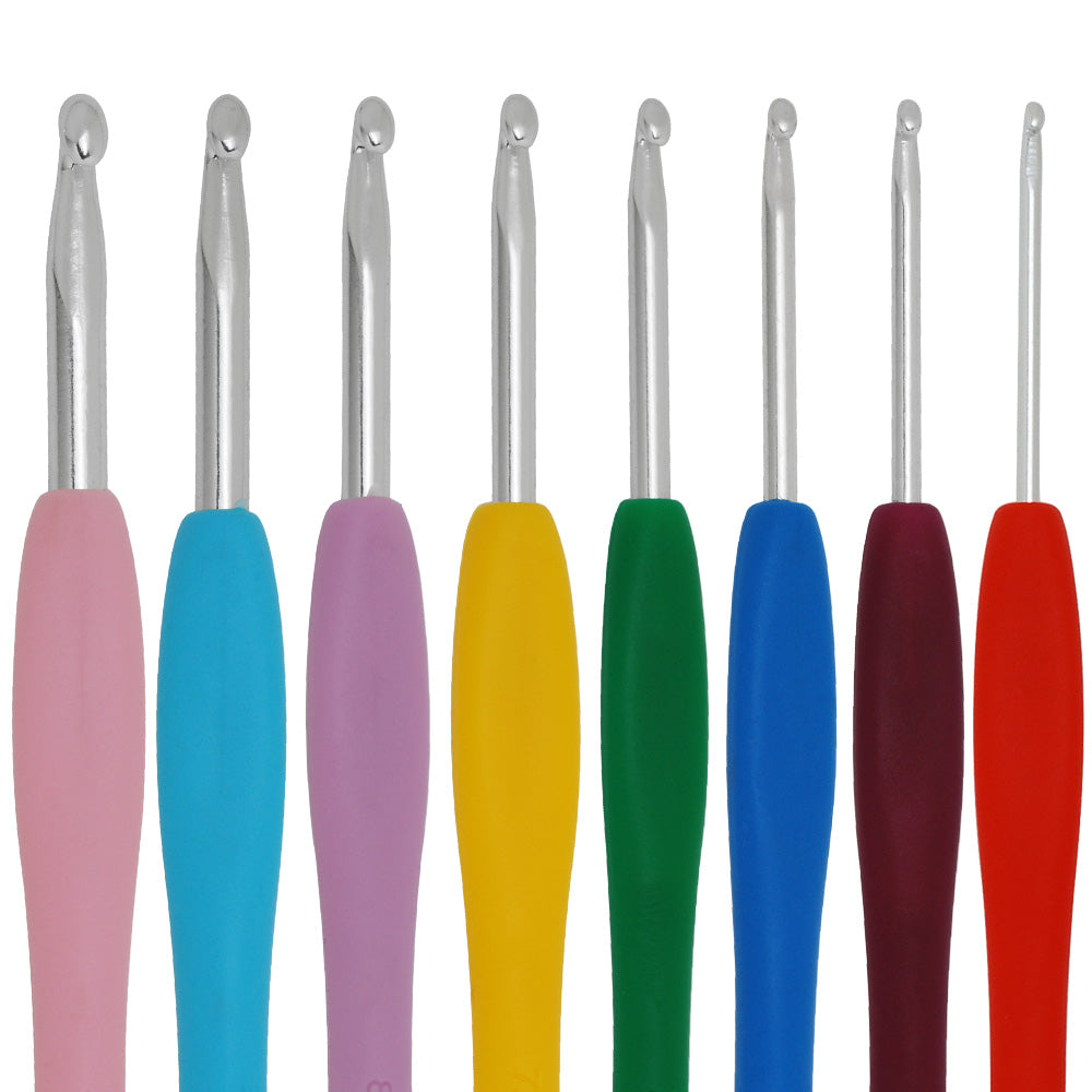 Crochet Hook,Plastic Colorful Crochet Starter Set,Soft Handle,Crochet Hook set,8pcs/set